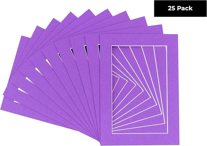 8x10 Mat for 12x16 Frame - Precut Mat Board Acid-Free Purple 8x10 Photo Matte Made to Fit a 12x16 Picture Frame, Premium Matboard for Family Photos, Show Kits, Art, Picture Framing, Pack of 25 Mats - Image 2