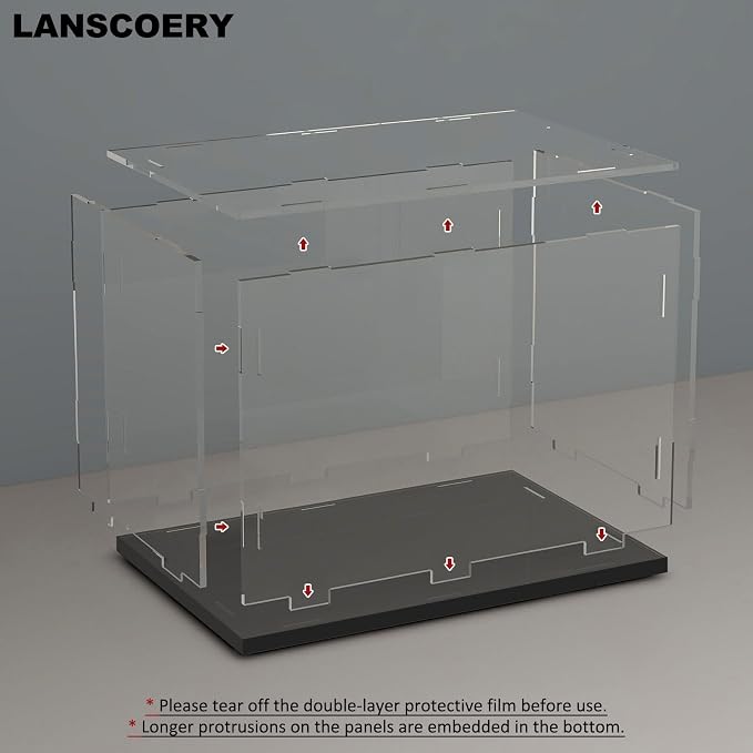 LANSCOERY Large Acrylic Display Case, 19.7 x 15.7 x 7.9 in, Upgraded Thickened UV-Resistant Showcase, 10mm Heavy Duty Matte Base, 98% Clarity Dustproof Box for Statues & Memorabilia - Image 4