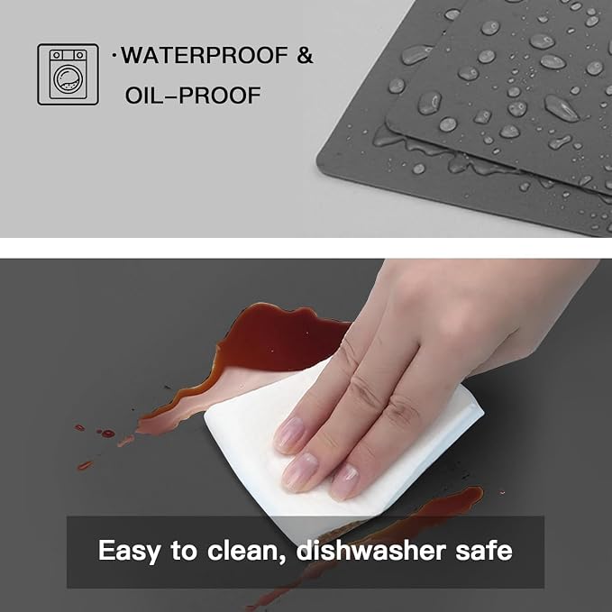 2MM Thick Silicone Countertop Mat, 23.6"x 23.6" Silicone Mats for Kitchen Counter, Nonslip Heat Resistant Mat, Large Kitchen Counter Mats, Waterproof Countertop Protector, Dark Gray - Image 3