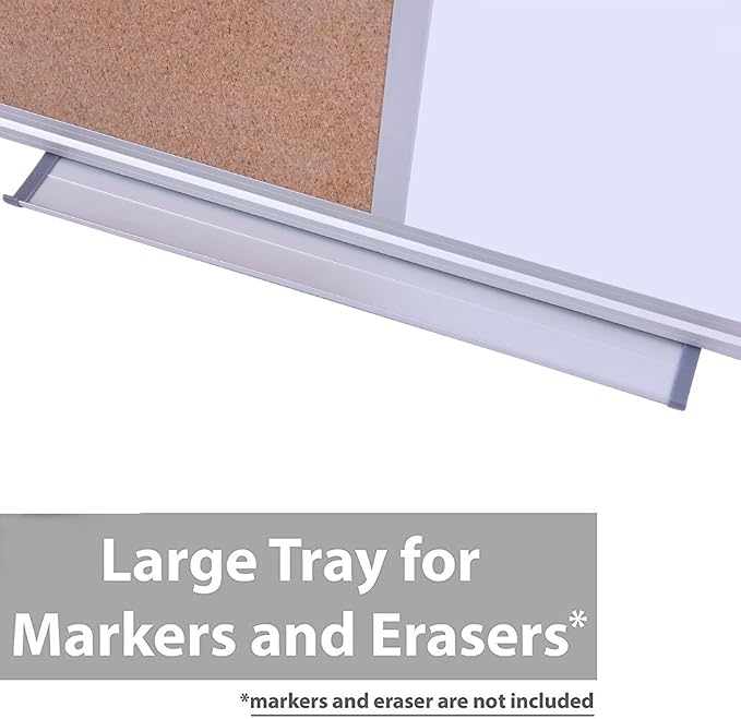 Magnetic White Board and Cork Board Combo for Wall, 36 x 24 Inch | Whiteboard Bulletin Combination Board Wall Mounted Dry Erase Message Board Aluminum Frame for Home, School and Office - Image 5