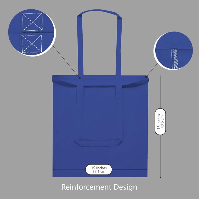 TOPDesign 5-Pack Economical 16"x15" Blue Cotton Tote Bag, Lightweight Medium Reusable Grocery Shopping Cloth Bags, Suitable for DIY, Advertising, Promotion, Gift, Activity - Image 5