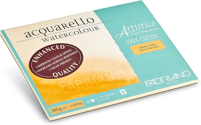 Fabriano Artistico Watercolor Block, 9" x 12", Traditional White by Unknown