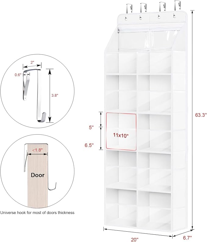 Univivi 6 Tiers Yarn Storage Organizer, Large Crochet Organizer, White | High Load-Bearing Capacity, 12 Deep Clear Pockets, Easy Assembly, Crochet Storage for Crochet Hooks, Knitting Needles - Image 3