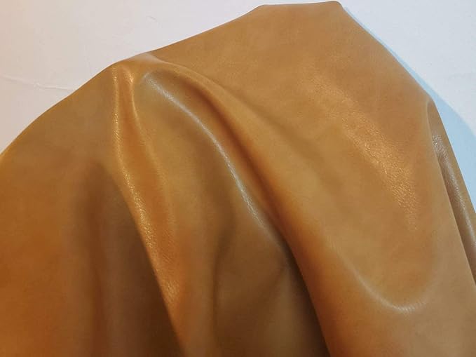 NAT Leathers | Caramel Light Tan Nude Beige Soft Faux Vegan Leather PU {Peta Approved Vegan} | 1 yard (36 inch x 54 inch wide) cut by yard | Synthetic Pleather Nappa 0.9 mm Smooth Upholstery | 36"x54" - Image 5