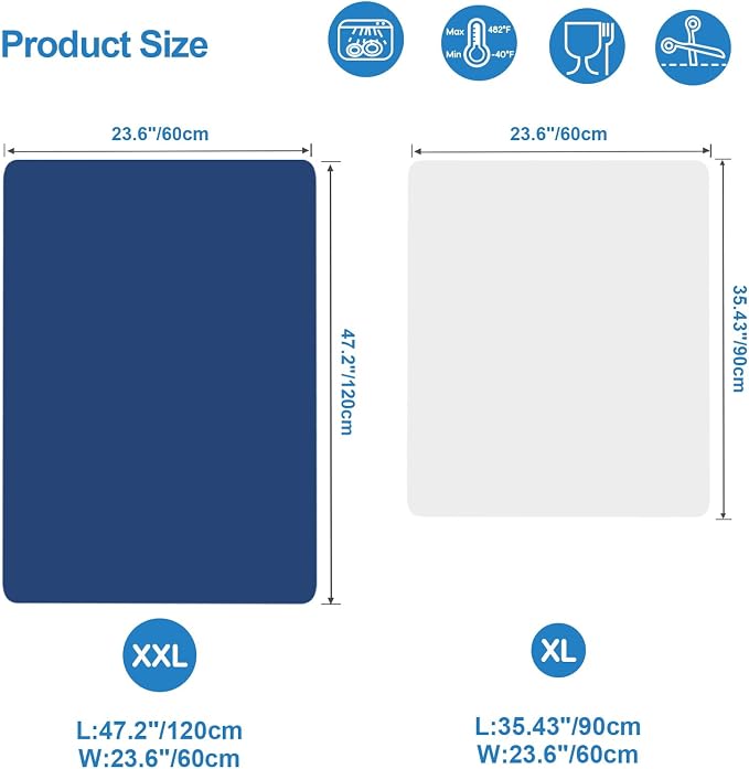 Silicone Mats for Kitchen Counter 47"x23.6"x0.08”, Largest Heat Resistant Mat Shipped Rolled Up Kitchen Island Silicone Countertop Protector Mat Nonslip Extra Large Counter Mat, Blue | Largest Size, Heat Resistant, Nonslip, Extra Large Countertop Prote... - Image 3