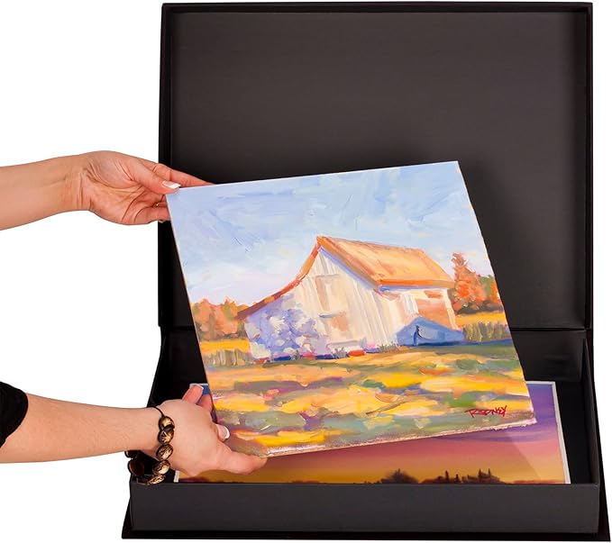 HG Art Concepts Art Photo Storage Box Eternity Archival Clamshell Box for Storing Artwork, Photos & Documents Deluxe Acid-Free Sturdy & Lined with Archival Paper - [Black - 13" x 19"] - Image 3