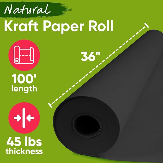 36" x 1200" USA Made Black Kraft Paper Roll, 45 lbs Thickness, American Quality Paper for School, Crafts, Art, Bulletin Board - Odorless, Non-Toxic, Safe for Kids | Kraft Paper for School, Crafts, Art, Bulletin Board - Odorless, Non-Toxic, Safe for Kids - Image 2