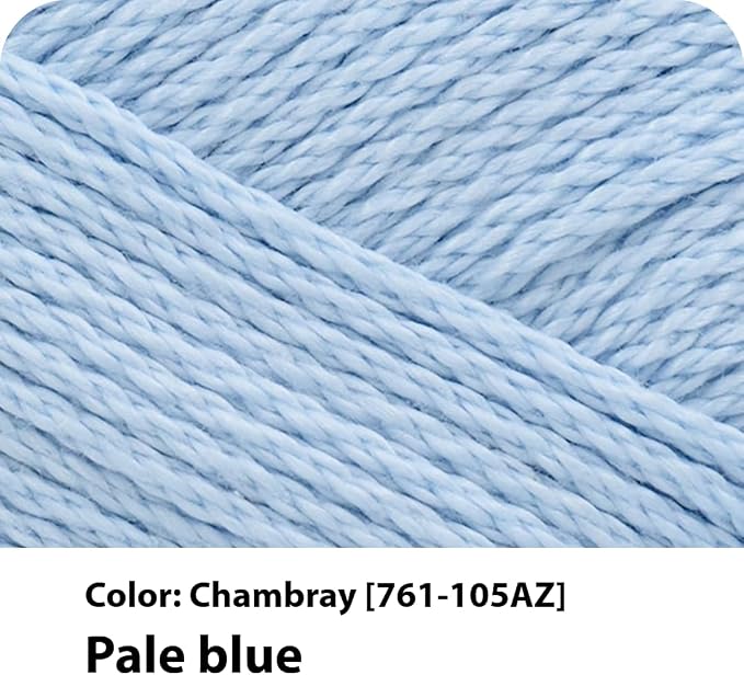Lion Brand Yarn, 24/7 Cotton Yarn, Chambray, Light Blue, 1 Pack | Light Worsted 100% Mercerized Cotton Yarn for Crochet, Knitting, Craft, 185 Yards of Natural Fiber for Tees, Bags, Dishcloths - Image 2
