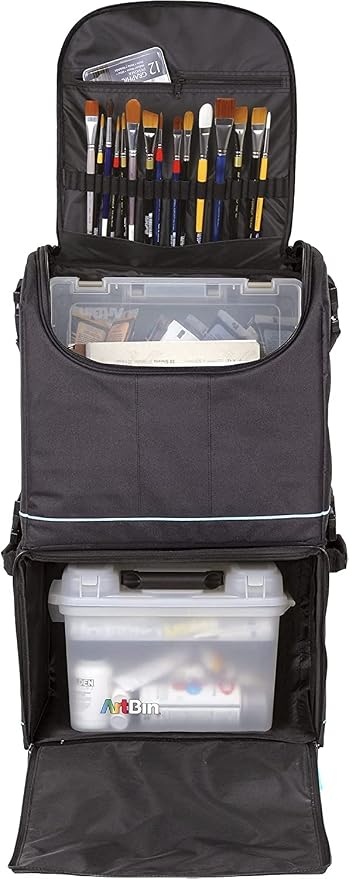 ArtBin 6922SP Tote Express Rolling Portable Art Craft & Sewing Storage Organizer Bag with Wheels-Fits Sewing Machine, 0, Black/Aqua by ArtBin
