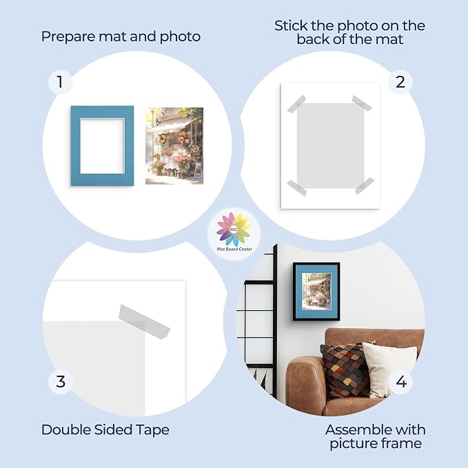 Mat Board Center 25 Pack 11x14 Picture Mat for 8x10 Photo Mixed Color | Fits 8x10, White Core, Acid Free, 4-Ply Thick, Photo, Art, Poster or Print Display - Image 5