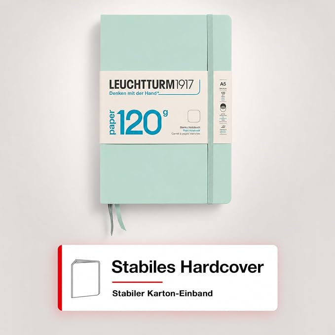 LEUCHTTURM1917-120G Special Edition - Medium A5 Plain Hardcover Notebook (Mint) - 203 Numbered Pages with 120gsm Paper - Image 6