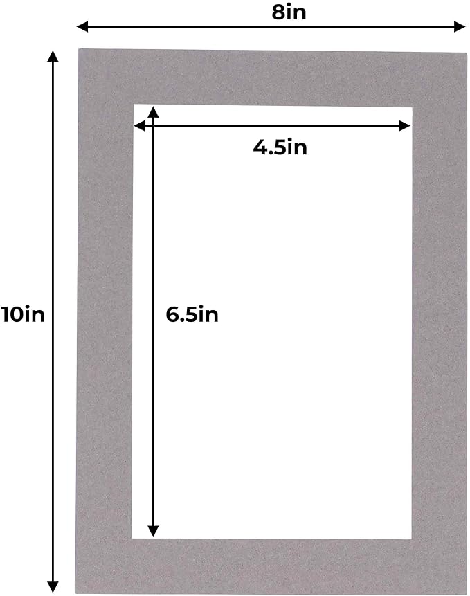 5x7 Mat for 8x10 Frame - Precut Mat Board Acid-Free Show Kit with Backing Board, and Clear Bags Charcoal 5x7 Photo Matte Made to Fit a 8x10 Picture Frame Matboard for Framing, Pack of 100 Mats - Image 3
