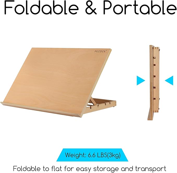 MEEDEN Extra Large(20"x 30") Wooden Tabletop Easel for Painting, 5-Position Adjustable Drawing & Sketching Board, Portable Beechwood Desktop Art Easel Stand for Adults, Artists, Beginners & Student - Image 6