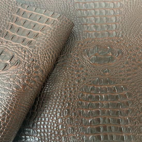 Dark Brown Amazon 3D Embossed Gator Faux Leather Vinyl Fabric - Sold by The Yard - 56" - Image 2