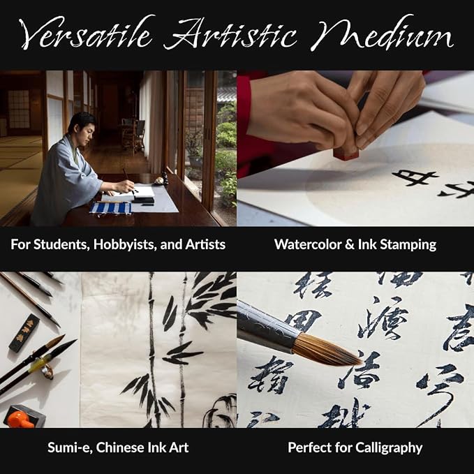 JapanBargain, 2-Pack Japanese Sumi and Chinese Brush Calligraphy Paper, Painting and Ink Stamping Sheets, 9.5 x 13 Inch, 50 Sheets per Pack, Made in Japan - Image 3