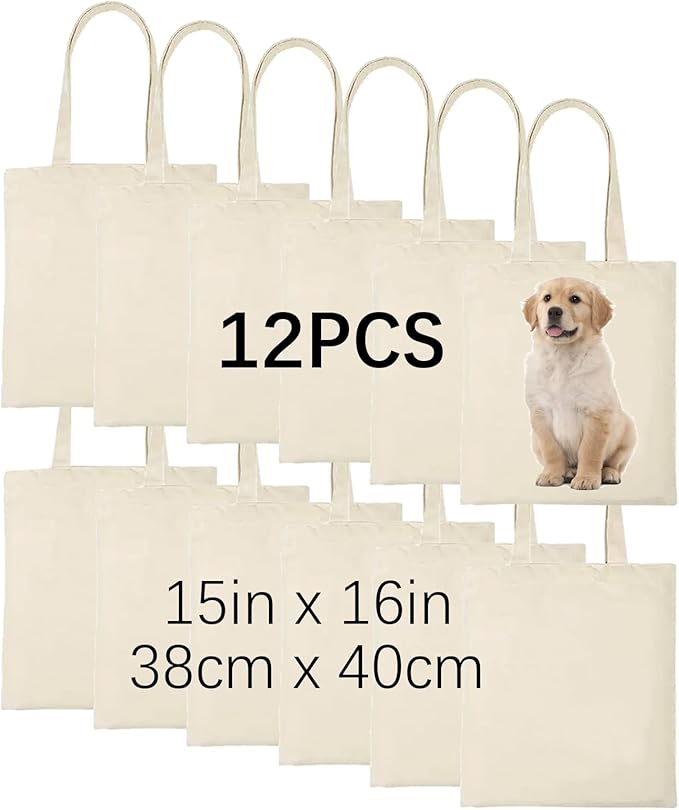 OKBA Sublimation Tote Bags, Canvas Bags Bulk Blank Tote Bags, Reusable Shopping Bags for Decorating DIY Crafting by OKBA