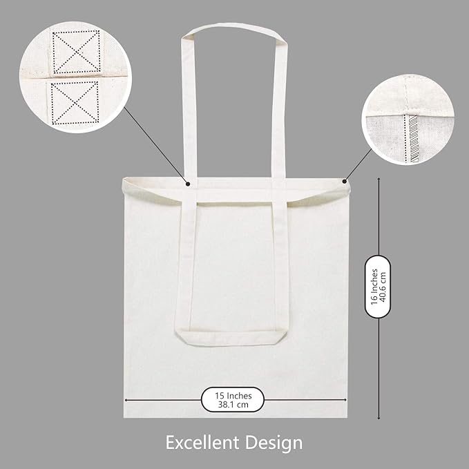 TOPDesign 1-Pack Economical Cotton Tote Bag, Lightweight Medium Reusable Grocery Shopping Cloth Bag, Suitable for DIY, Advertising, Promotion, Gift, Activity - Image 5