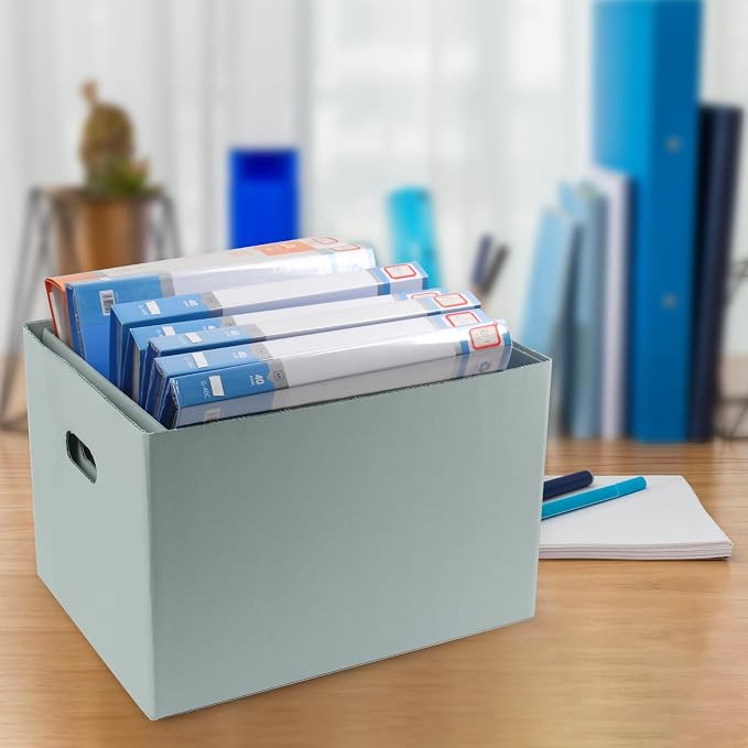 Lineco, Archival Storage Cartons, 12x15x10 in, Blue Gray, Pack of 5 | Ready-To-Assemble Filing Boxes for Organizing and Storing Documents, Prints, or Photos, Acid-Free, Buffered Corrugated Board - Image 5