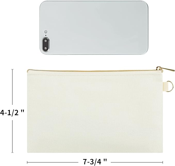 Muka 6 Pack Canvas Zipper Pouch Cosmetic Makeup Bag Travel Toiletry - Natural & Black - Image 2