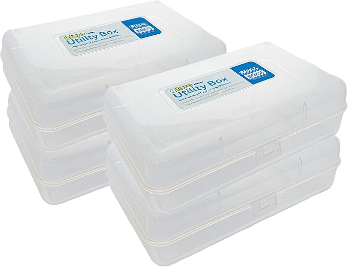 BAZIC PRODUCTS Clear Multipurpose Pencil Box, Stackable, 24-Case | snap-latch lid for pens, tools, crafts, supplies by BAZICProducts