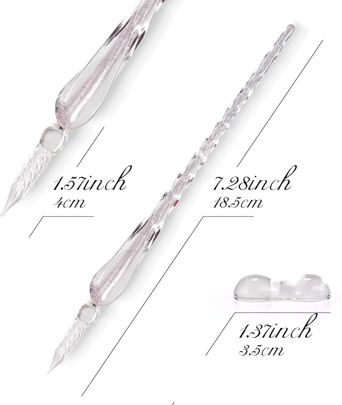 Glass Dip Pen Set,Calligraphy Pen,Crystal Signature Pen for Art, Writing, Signatures -Decoration and Business Gift