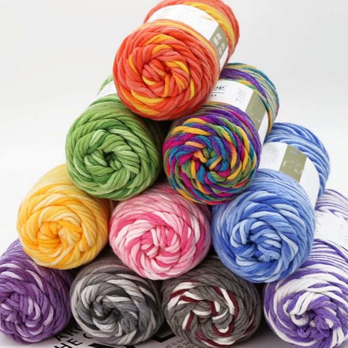 Khaki Soft Cotton Crochet Yarn - 1kg/2.2lb Rainbow Gradient DIY Knitting Yarn - Warm & Super Soft for Sweater, Bag, Hat, Scarf - Image 8