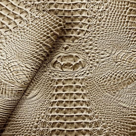 Beige Amazon 3D Embossed Gator Faux Leather Vinyl Fabric - Sold by The Yard - 56" - Image 2