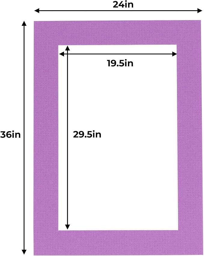 20x30 Mat for 24x36 Frame - Precut Mat Board Acid-Free Dark Purple 20x30 Photo Matte For a 24x36 Picture Frame, Premium Matboard for Family Photos, Show Kits, Art, Picture Framing, Pack of 10 Mats - Image 3