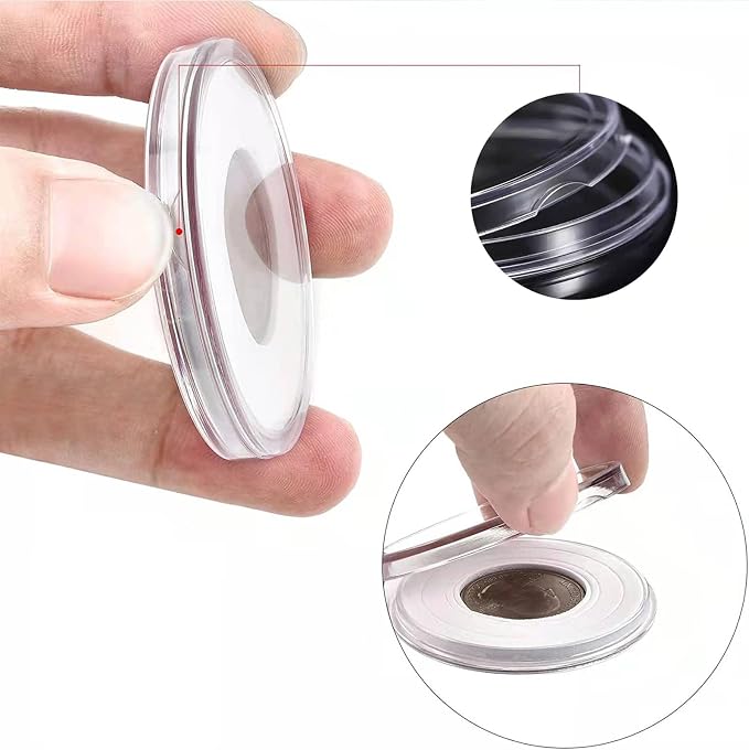 20-46 mm Wooden Coin Holder, 120 Pcs Highly Transparent Coin Capsules with Foam Gasket, Coins Collector Case Holder, Professional Coin Storage Case Box for Coin Collection (Bronze) - Image 4