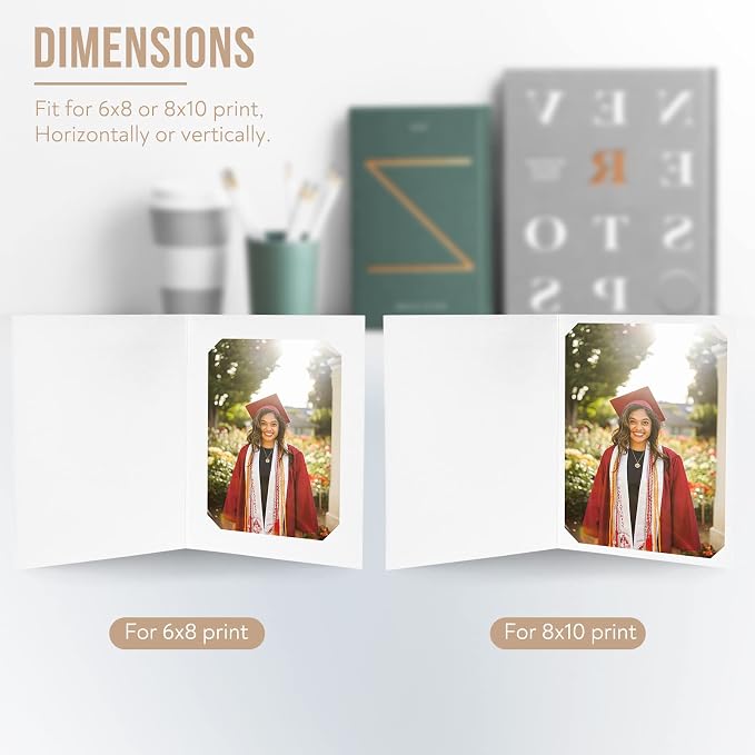Golden State Art, Paper Photo Folders for 6x8/8x10 Picture 10 Pack, White | Cardboard Picture Frame, Paper Frame Cards, Greetings/Invitation Special Events, Graduation, Christmas, Wedding - Image 5