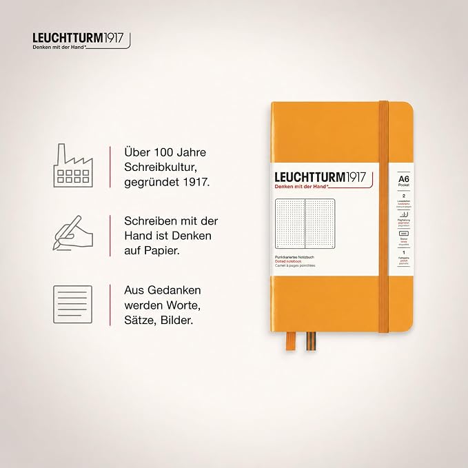 LEUCHTTURM1917 - Notebook Hardcover Pocket A6-187 Numbered Pages for Writing and Journaling (Rising Sun, Dotted) - Image 8