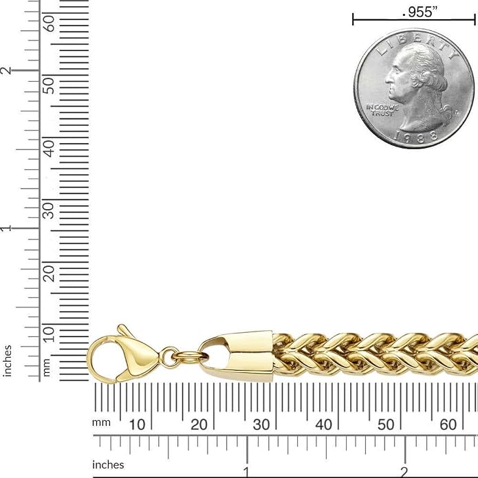 Metro Jewelry Stainless Steel 20 to 30 Inches Long Foxtail Necklace for Men with Black or Yellow Gold Ion Plating 6 mm Thick Chain with Lobster Claw Clasp - Image 6
