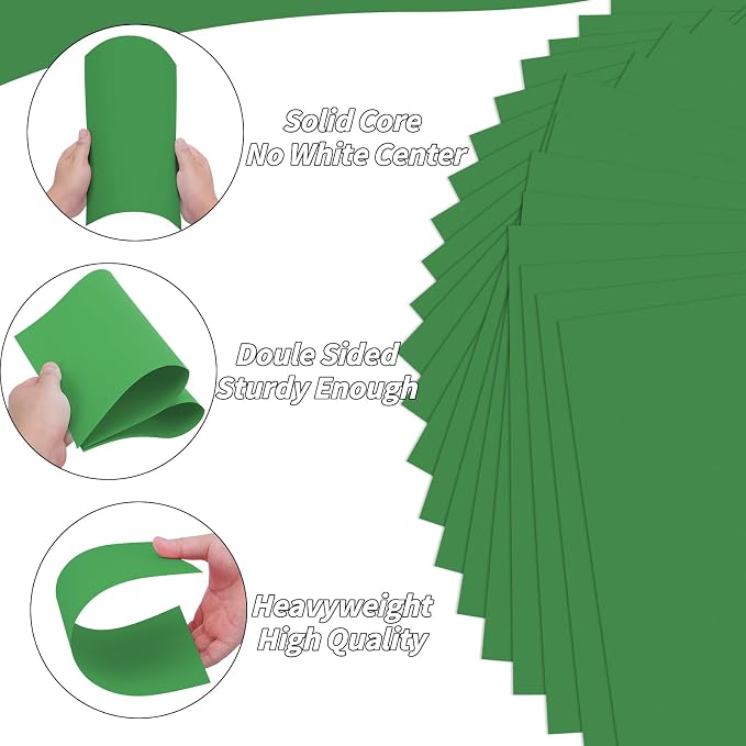 100 Sheets Green Card Stock 8.5 x 11in,250GSM 92lb Green Cardstock Card Stock Construction Paper,Heavy Weight Printer Paper for Invitations, Stationery Printing, Scrapbooking,Crafts, DIY Cards - Image 3
