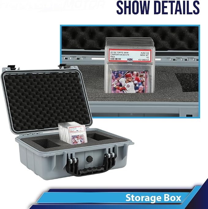 CROSSDESIGN Storage Box for Collectible Cards, Tools, Screws, Craft Supplies DIY Adjustable Organizer Box with Removable Dividers & Protective Foam, Lightweight Stackable Storage Container Gray - Image 3