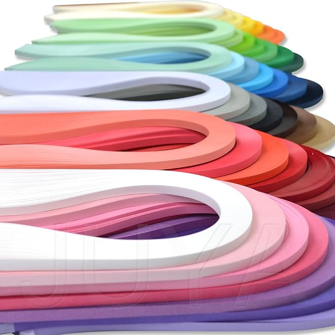 JUYA Solid Color Quilling Strips Set 42 Colors 4200 Strips 2mm/0.08in | 100 Strips Each; Balanced Color Selection; 39cm (15.35in) Long; Approx. 120 GSM; Cards and Framed Art by JUYACrafts