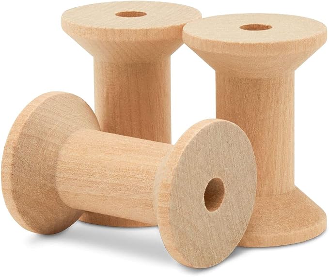 Hourglass Wooden Spools 2 x 1-3/8 Inch, Pack of 12 Large Wood Spools, Unfinished Birch, Splinter-Free for Crafts by Woodpeckers by Woodpeckers