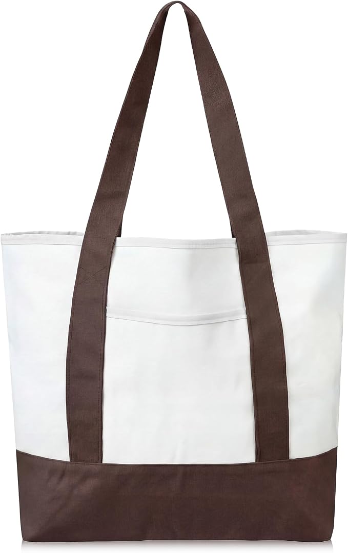 Reginary 1 Piece Women Canvas Tote Bag 18 Inch Reusable DIY Bag,Brown by Reginary