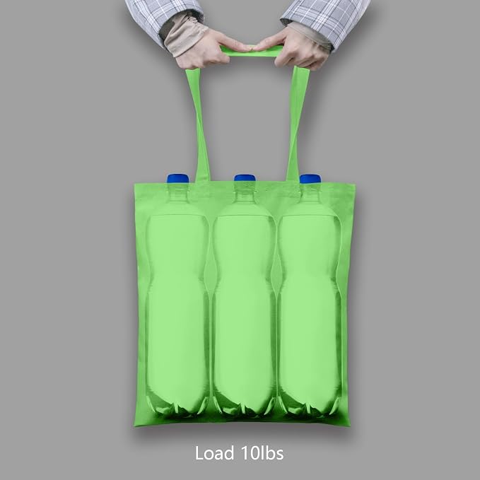 TOPDesign 12-Pack Economical 16"x15" Baby Green Cotton Tote Bags, Lightweight Medium Reusable Grocery Shopping Cloth Bags, Suitable for DIY, Advertising, Promotion, Gift, Activity - Image 6
