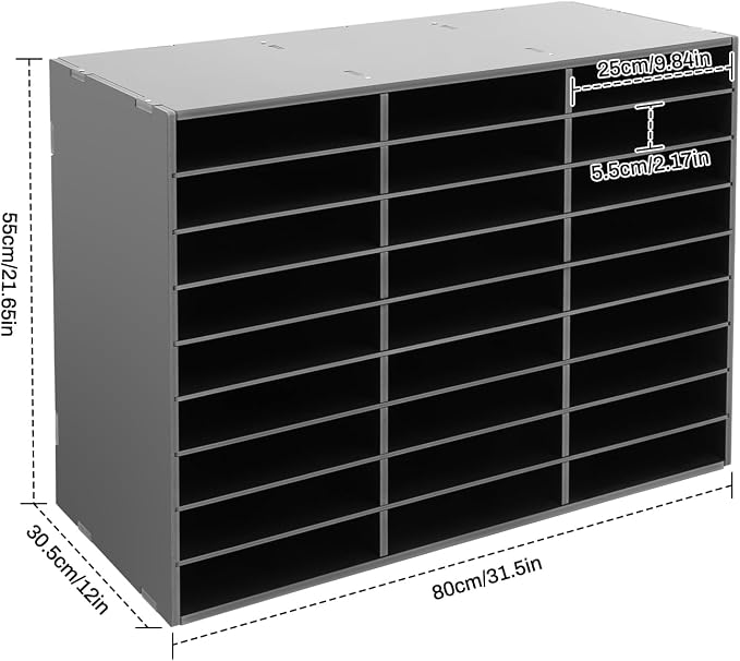 27 Slot Literature Organizer – Desktop File Sorter for Office, Classroom | 110 Lbs Weight Capacity | Organize Files Mail Magazines and Documents | 31.5"W × 12"D × 21.7"H Fits Desks or Shelves - Image 3