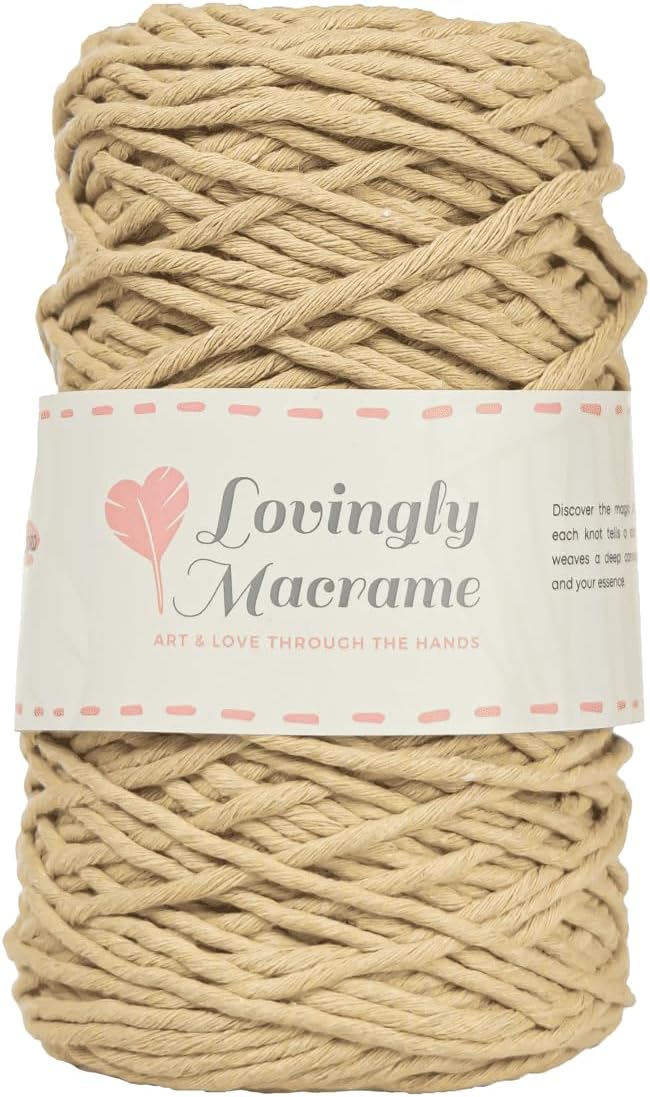 Single Strand Macrame Cord – 3mm Macrame Cord for Handmade Products & DIY Projects - Cotton Cording for Crafts, Dream Catchers, Boho Decor, Plant Hangers - 357ft (109yds) - Latte by LovinglyMacrame