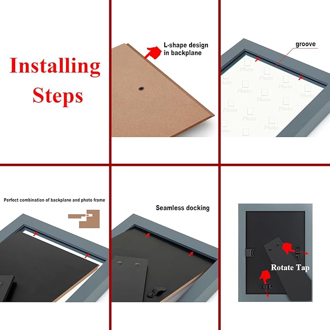 RPJC 11x14 inch Picture Frame Made of Solid Wood and High Definition Glass for Wall Mounting Photo Frame with Stand Grey