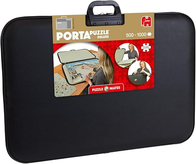 Jumbo, Puzzle Mates, Portapuzzle Deluxe - Standard 1,000 Piece Jigsaw Storage Board Case, Jigsaw Puzzle Accessories, 500-1000 Piece Puzzle Storage | Portable Puzzle Mat with Non-Slip Felt Surface - Premium Leather Puzzle Mat for Puzzles up to 1000 Piec... by Jumbo