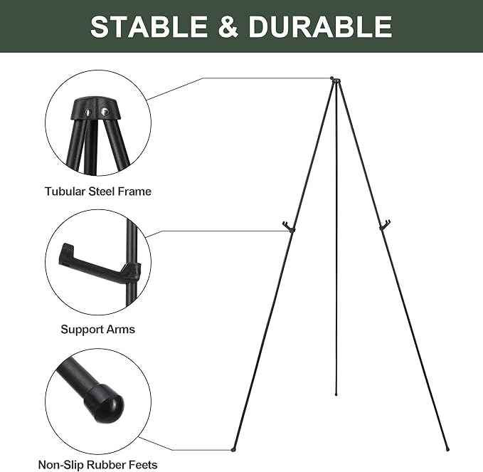 DANMO Easel Stand for Wedding Sign Poster 63'' Instant Display Easel for Floor Adjustable Metal Art Easel Black 3 Pack