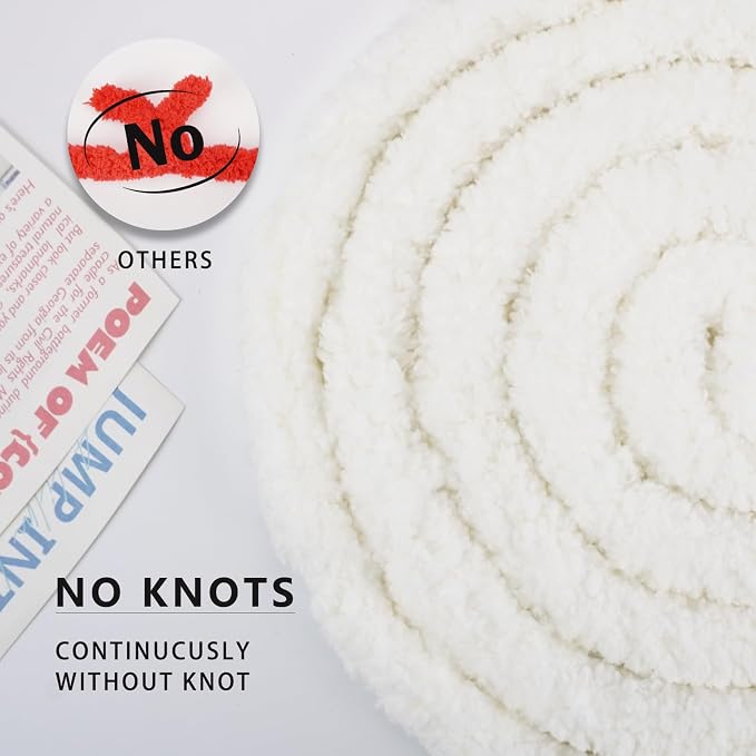 Chunky Yarn for Hand Knitting, Chunky Chenille Blanket Yarn for Crocheting, Bulky Soft Fluffy Chenille for Blanket Project, 8 Pack of 8oz/25yds, White - Image 2