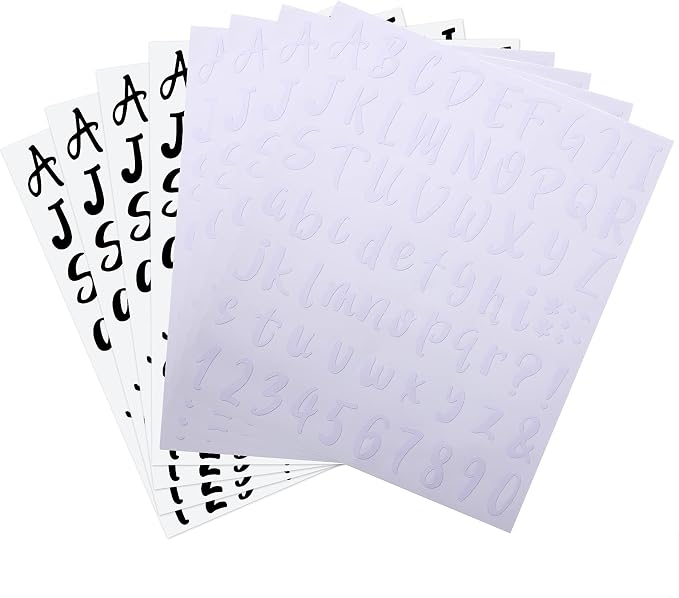 Outus 576 Pcs 8 Sheets Letters Stickers Vinyl Alphabet Number Decals Back to School Supplies for Water Bottles Cups Mailbox Scrapbooking Bulletin Board Classroom Decor(Black, White,1 Inch) - Image 2