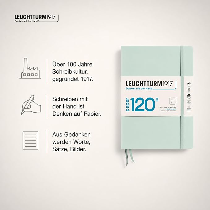 LEUCHTTURM1917 - 120G Special Edition - Medium A5 Dotted Hardcover Notebook (Mint) - 203 Numbered Pages with 120gsm Paper - Image 9