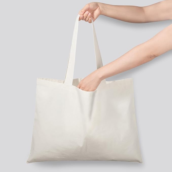 NPBAG 25 Pack 20'' X 16'' Large Natural Cotton Tote Bags, Lightweight Blank Bulk Cloth Bags with 1pc of PTFE Teflon Sheet - Image 2
