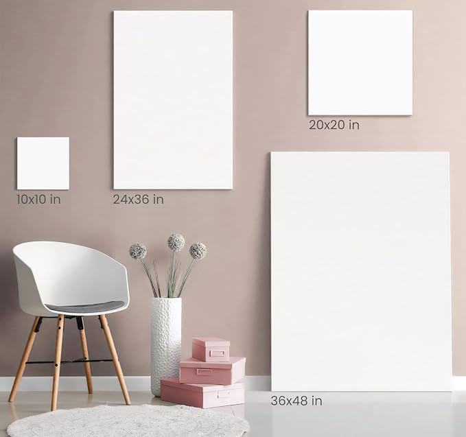 ARTEZA Square Stretched Canvas for Painting, 10 x 10 in, Pack of 8, Pre-Primed White Canvases for Acrylic, Oil, Gouache, Tempera, and Pouring Art - Image 8