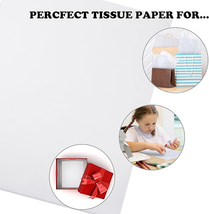 Yeaqee 27x19 Inches Wet Strength Tissue Paper for Art,100 Sheets | White Wet Strength Tissue Paper Tear Resistant When Wet, Ideal for Collage Wrapping Packing, Model Making Carnival Crafts - Image 4