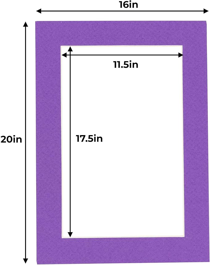 12x18 Mat for 16x20 Frame - Precut Mat Board Acid-Free Purple 12x18 Photo Matte Made to Fit a 16x20 Picture Frame, Premium Matboard for Family Photos, Show Kits, Art, Picture Framing, Pack of 1 Mat - Image 4
